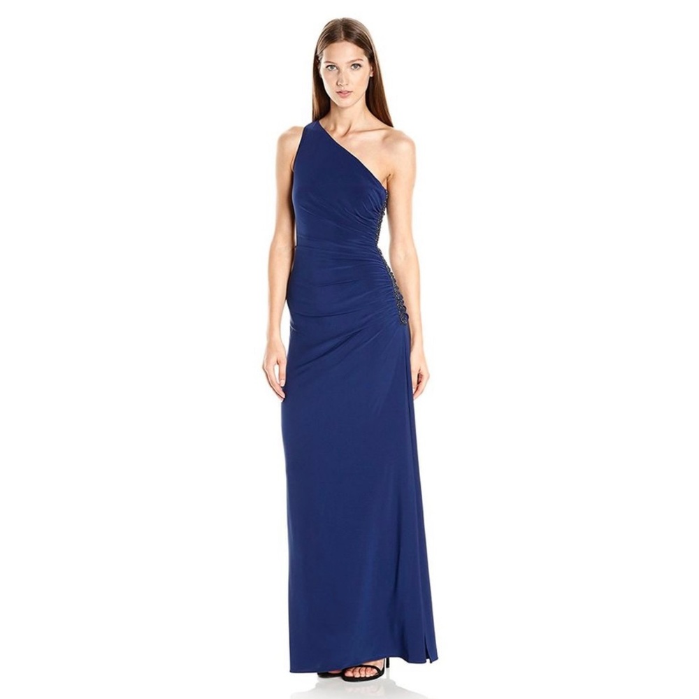 Laundry by Shelli Segal One-Shoulder Gown with Beaded Side Size 0
